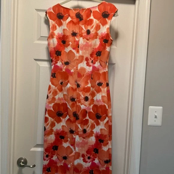 New York & Company Orange Pink Sheath Midi Dress - Picture 2 of 3